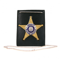 Boston Leather Neck Chain Id Holder With Recessed Badge