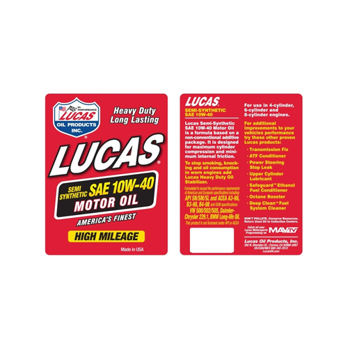 Lucas Oil Semi-Synthetic SAE 10W-40 Heavy Duty Motor Oil