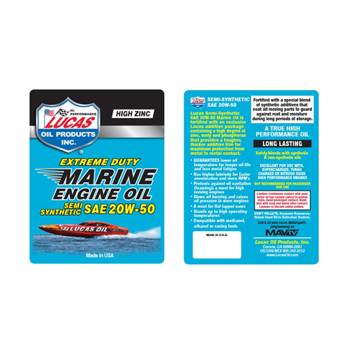Lucas Oil Extreme Duty Marine Engine Oil Semi Synthetic SAE 20W-50