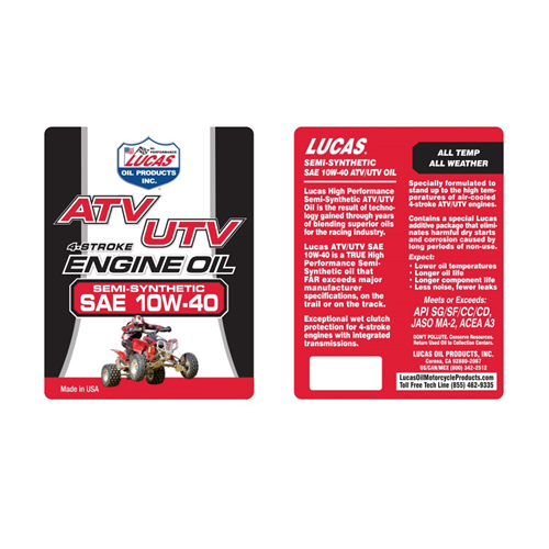 Lucas Oil Semi Synthetic SAE 10W-40 ATV Engine Oil