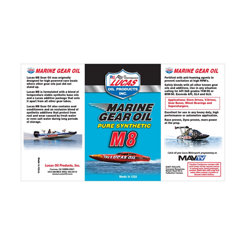 Lucas Oil Marine Gear Oil Synthetic SAE 75W-90 M8