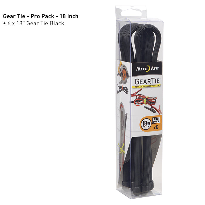 Nite-Ize Gear Tie ProPack 18 - 6 Pack - Black