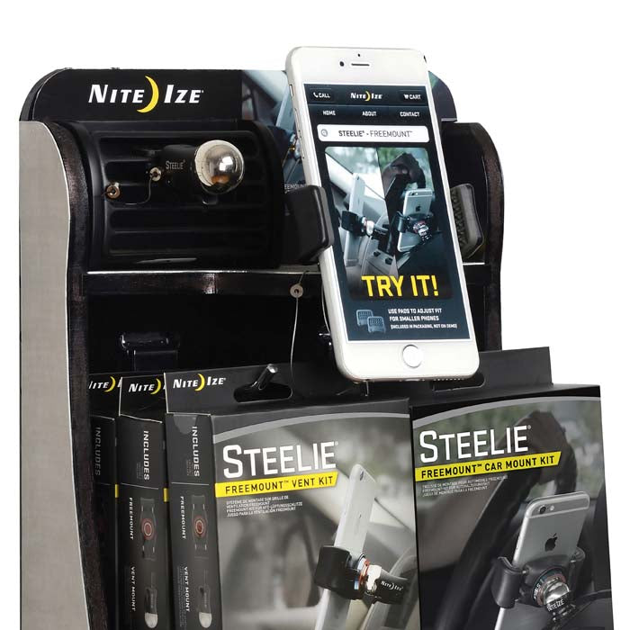 Nite-Ize Steelie Dash/Vent Orbiter Combo In-Line Peg/Slatwall Display - with purchase of 6 units of each