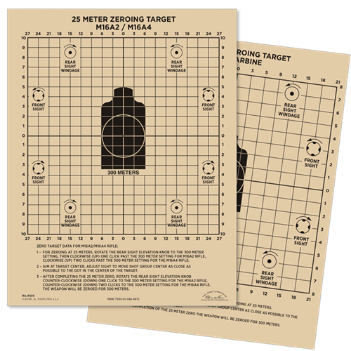 Rite in the Rain 25m Zeroing Target - M16A2, M16A4, M4 Carbine