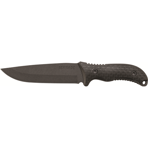 Schrade 1095 High Carbon Steel Blade, Full Tang, TPE Handles, Polyester Sheath w/Ferro Rod, Sharpener