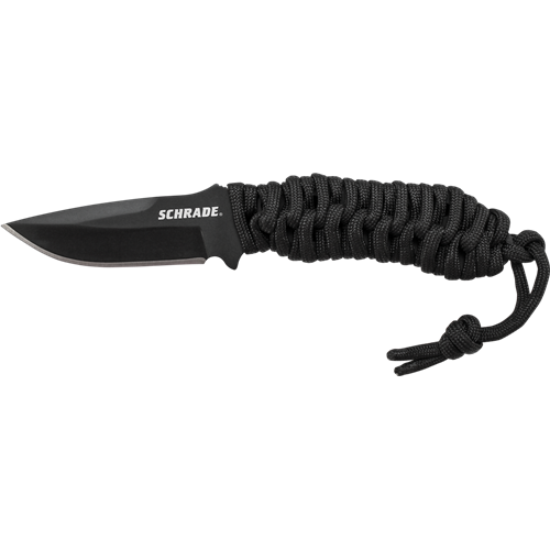 Schrade Fixed Blade Neck Knife, 9Cr18MoV Steel, Paracord Wrapped Handle, Nylon Fiber Sheath