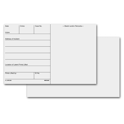 Sirchie Lifted Print Backing/Sketch/Record Cards White 5 1/2 in x 8 1/2 in