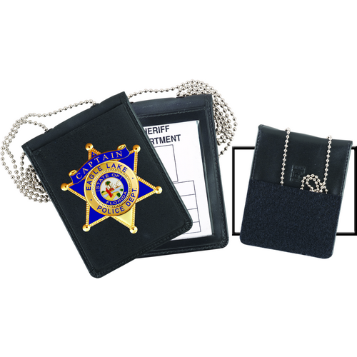 Strong Leather Company Recessed Velcro Badge And Id Holder With Chain