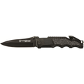 Smith & Wesson Border Guard 2 w/Black Coated Stainless Steel Drop Point Blade & Black Coated Aluminum Handle w/Trac Tec Insert, Glass Break, Seatbelt Cutter & Pocket Clip
