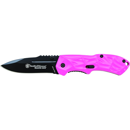Smith & Wesson Black Ops 3 Small Pink M.A.G.I.C. Assist Liner Lock Side Safety Aluminum Handle with Lanyard Hole and Pocket Clip