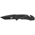Smith & Wesson M&P Clip Folder, Liner Lock, Black Blade and Black Handle, Strap Cutter, Ceramic Glass Breaker