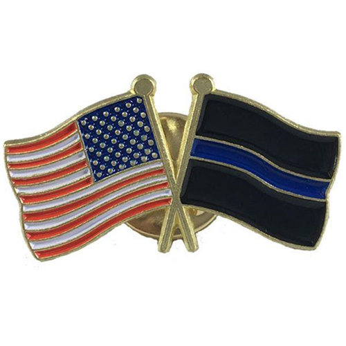 Thin Blue Line Thin Blue Line (Black Background) and American Pin, Combination