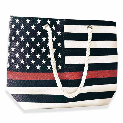 Thin Blue Line Canvas Tote Bag, Thin Red Line American Flag