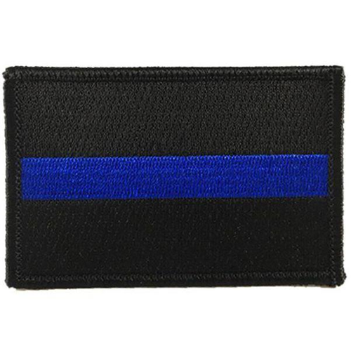 Thin Blue Line Thin Blue Line, Black Background Patch, 2 x 3 Inches, Sew On