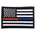 Thin Blue Line Dual Line Blue/Red Patch, 2 x 3 Inches, Sew On, Black Border