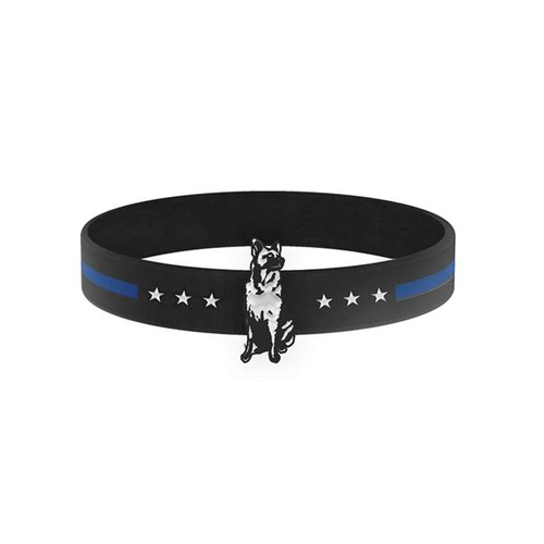 Thin Blue Line Silicone Bracelet, 8 Inch