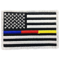 Thin Blue Line Blue/Red/Gold American Flag Patch, 2 x 3 Inches, Sew On