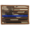 Thin Blue Line Camo American Flag Thin Blue Line Patch, 2 x 3 Inches, Sew On