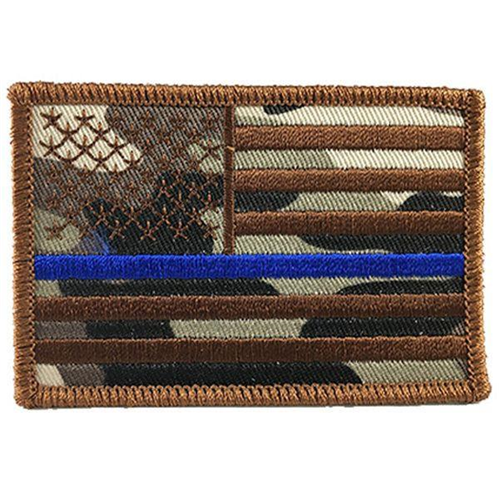 Thin Blue Line Camo American Flag Thin Blue Line Patch, 2 x 3 Inches, Sew On