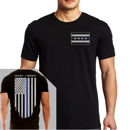 Thin Blue Line Men's T-Shirt - Chicago Thin Blue Line Flag