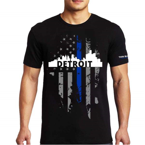 Thin Blue Line T-Shirt - Detroit Large, Thin Blue Line