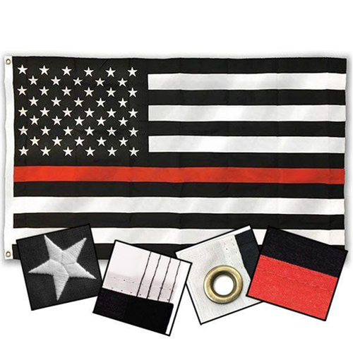 Thin Blue Line Durasleek Thin Red Line American Flag, Sewn & Embroidered