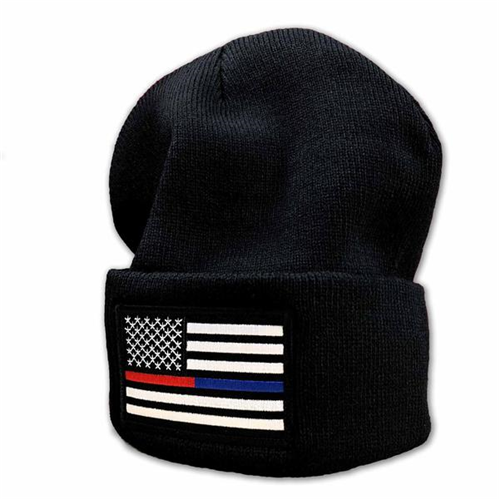 Thin Blue Line Beanie - Dual Line American Flag