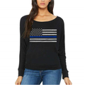 Thin Blue Line Women's Off Shoulder - Classic, Thin Blue Line