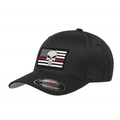 Thin Blue Line FlexFit Hat - Skull Thin Red Line Flag