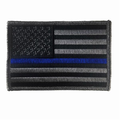 Thin Blue Line Subdued Thin Blue Line American Flag Patch, 3 x 2 Inch, Sew On