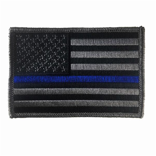 Thin Blue Line Subdued Thin Blue Line American Flag Patch, 3 x 2 Inch, Sew On