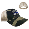 Thin Blue Line Camo Trucker Hat - Thin Blue Line American Flag
