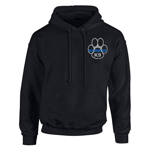 Thin Blue Line Men's Hoodie - Paw Thin Blue Line