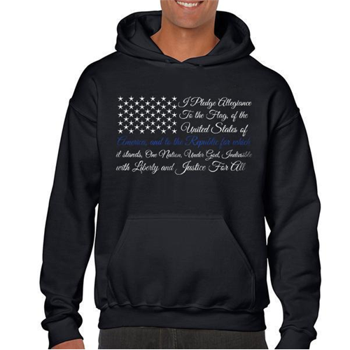 Thin Blue Line Hoodie - Pledge of Allegiance Thin Blue Line Flag