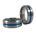 Thin Blue Line Men's Thin Blue Line Ring, Tungsten