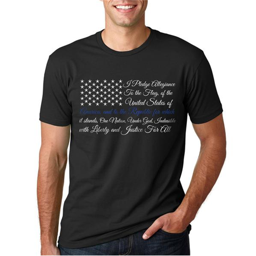 Thin Blue Line T-Shirt - Pledge of Allegiance Thin Blue Line Flag