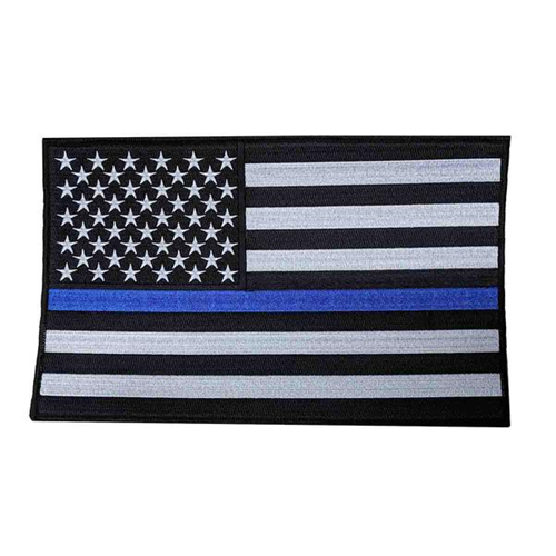 Thin Blue Line Motorcycle Patch - Thin Blue Line, 6.25 X 10 inches