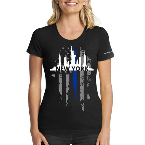 Thin Blue Line Women's T-Shirt, NY Large, Thin Blue Line