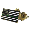 Thin Blue Line Classic, Double Clutch Pin - Thin Green Line American Flag