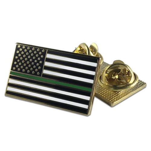 Thin Blue Line Classic, Double Clutch Pin - Thin Green Line American Flag