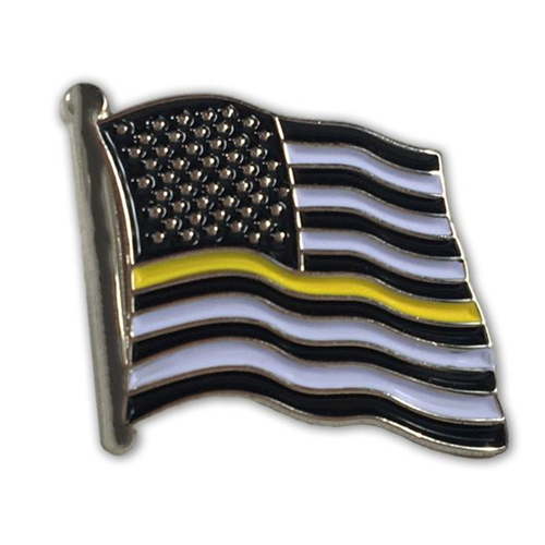 Thin Blue Line Thin Gold Line American Flag Pin