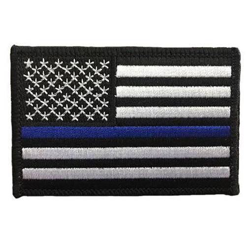 Thin Blue Line Thin Blue Line American Flag Patch, Black Border, 2 x 3 Inches, Sew On