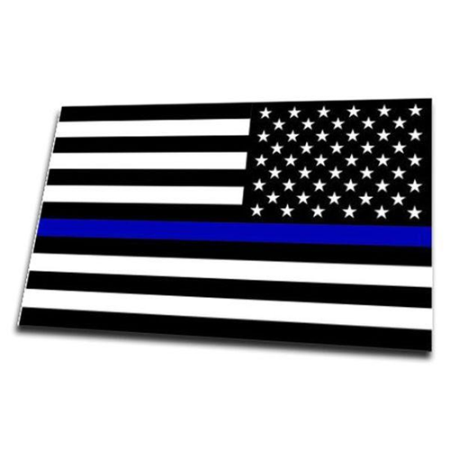 Thin Blue Line Thin Blue Line American Flag Sticker, Reverse, 6 x 4 Inches
