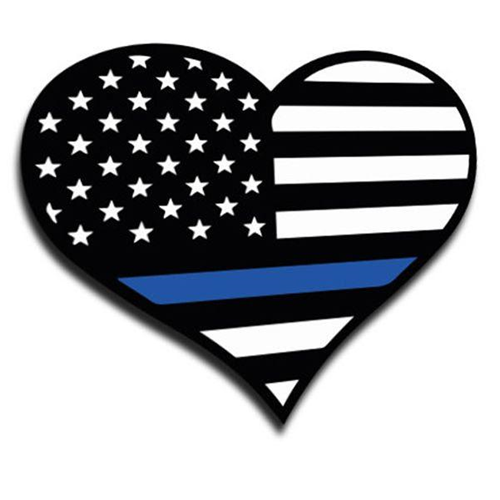 Thin Blue Line Thin Blue Line Heart Sticker, 4.5 x 4 Inches