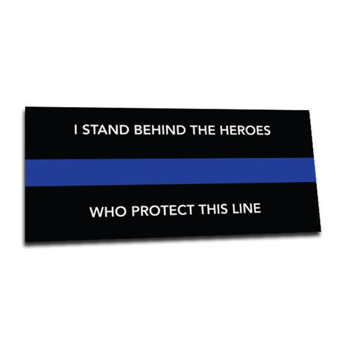 Thin Blue Line I Stand Behind Sticker, 9 x 4 Inches