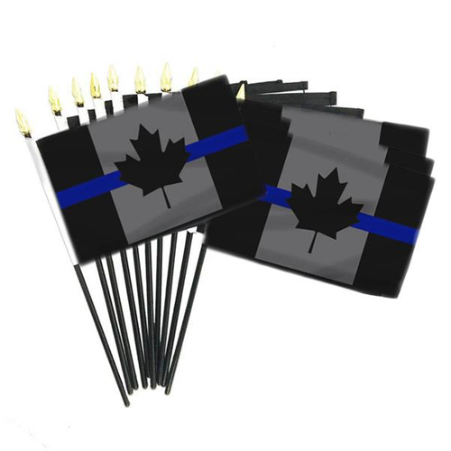 Thin Blue Line Thin Blue Line Stick Flags, Canada, 4 x 6 Inches