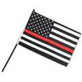 Thin Blue Line Stick Flag, Thin Red Line American, 12 X 18 Inches