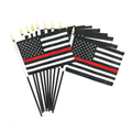 Thin Blue Line Stick Flag, Thin Red Line American, 4 X 6 Inches, Pack of 10