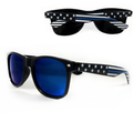 Thin Blue Line Sunglasses - Thin Blue Line American Flag, Wide Frame