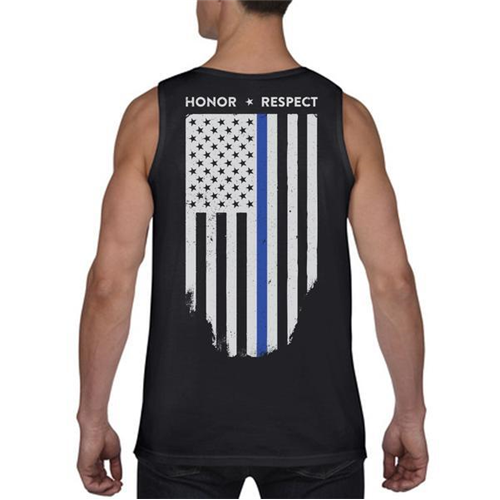 Thin Blue Line Tank - Thin Blue Line American Flag - HONOR & RESPECT